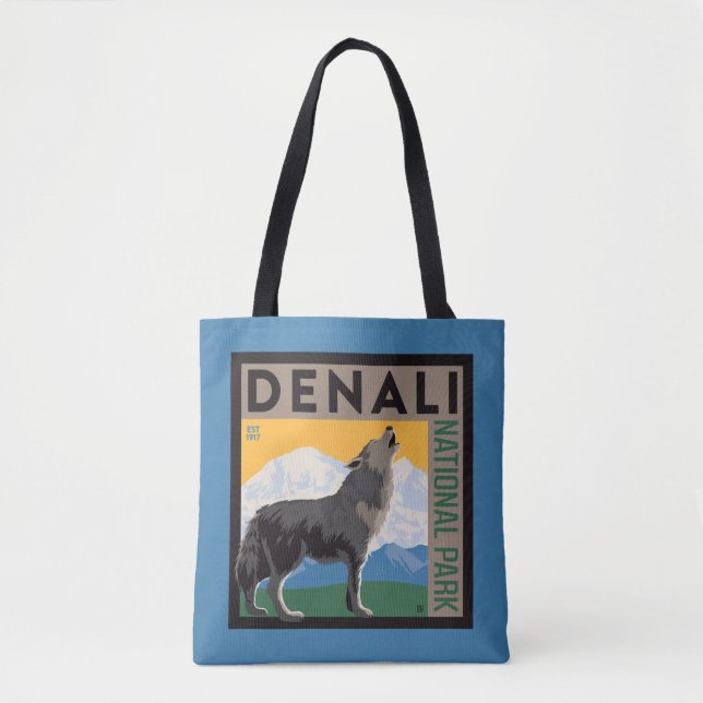 Bolso De Tela Denali National Park | Howling Wolf (Anverso)