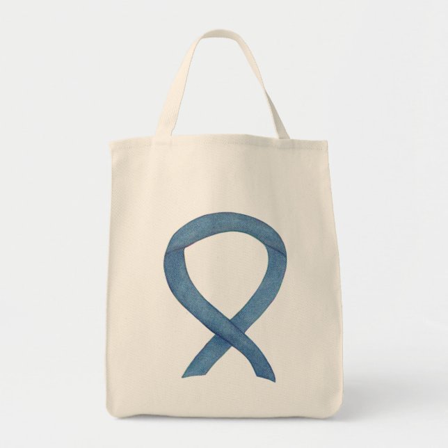 Bolso De Tela Denim Awareness Ribbon Personalizado Tote Bag (Frente)