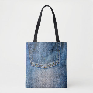 Bolso De Tela Denim azul