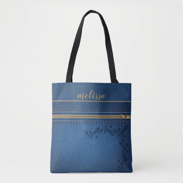 Bolso De Tela Denim azul personalizado (Anverso)