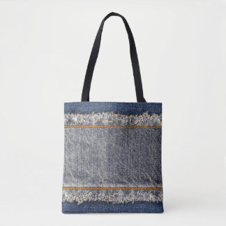 Bolso De Tela Denim Blue Jeans: Parche doble Casual