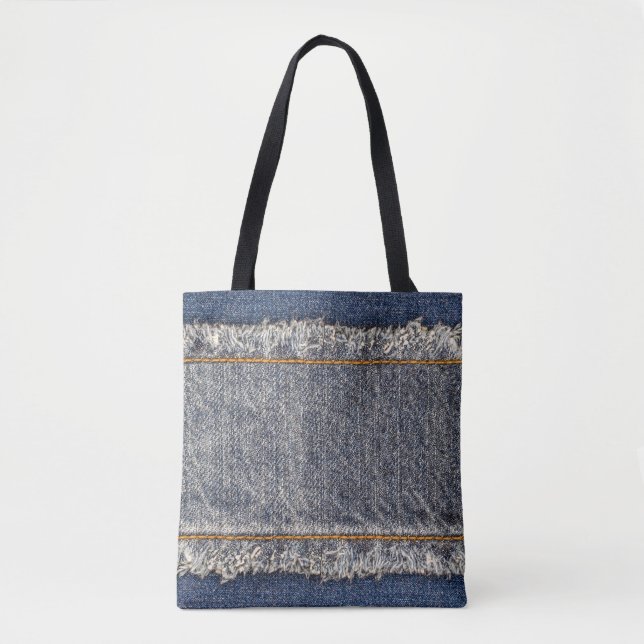 Bolso De Tela Denim Blue Jeans: Parche doble Casual (Anverso)
