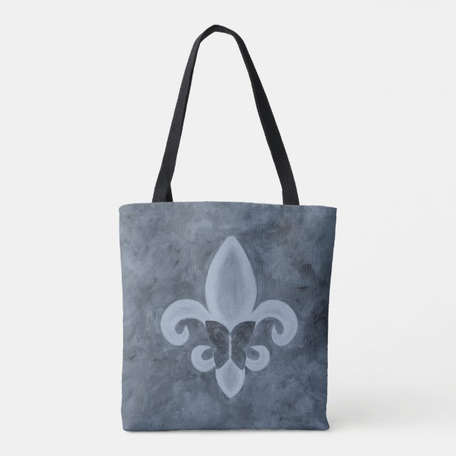 Bolso De Tela Denim Butterfleur | Blue Fleur de Lis Butterfly (Reverso)