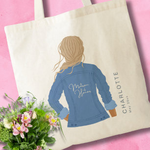 Bolso De Tela Denim Chaqueta HandDrawn Matron de honor