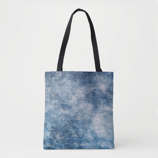 Bolso De Tela Denim De Jeans Azules, Fondo Texturado. (Anverso)