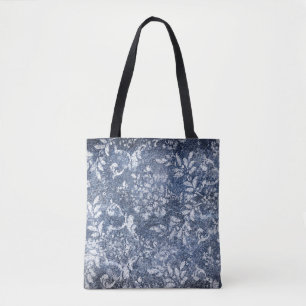Bolso De Tela Denim Floral Faded: Fondo Texturado Grungy