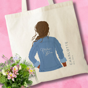 Bolso De Tela Denim Jacket Pelo Oscuro y Matrón de Honor de la P