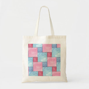 Bolso De Tela Denim Patchwork Tote Bag, Pinks, Blues