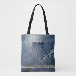 Bolso De Tela Denim Print Tote Bag