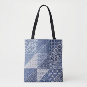 Bolso De Tela Denim Triangle Parchwork Vintage Textura.