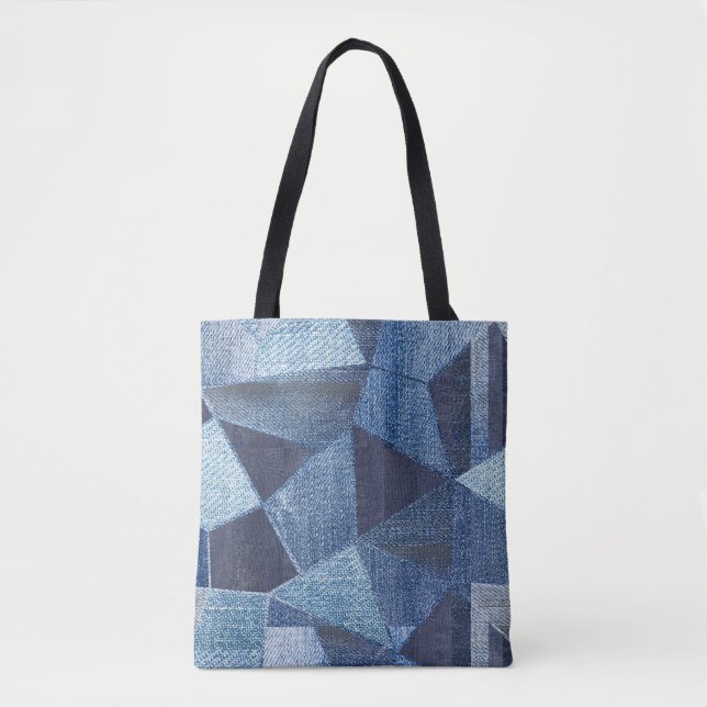 Bolso De Tela Denim Urban: Doloridos Parchwork a rayas. (Anverso)