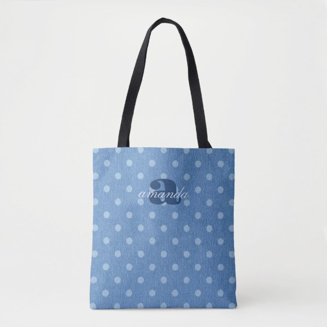 Bolso De Tela Denim Washed Polka Dot (Anverso)