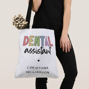 Bolso De Tela Dental Assistant de nombre personalizado
