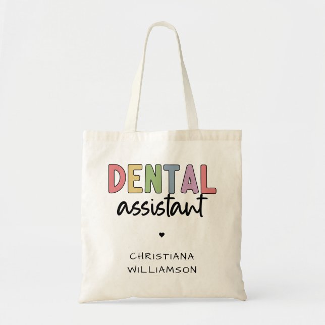 Bolso De Tela Dental Assistant de nombre personalizado (Frente)