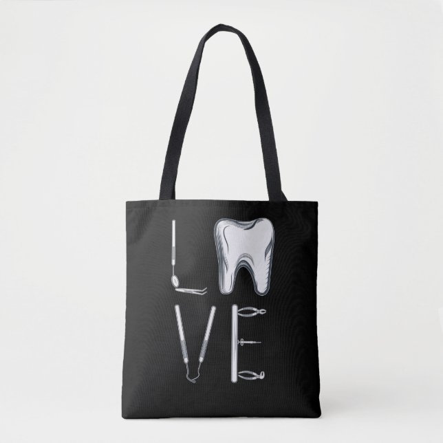Bolso De Tela Dental Love Dentistry Tools Dentist (Anverso)