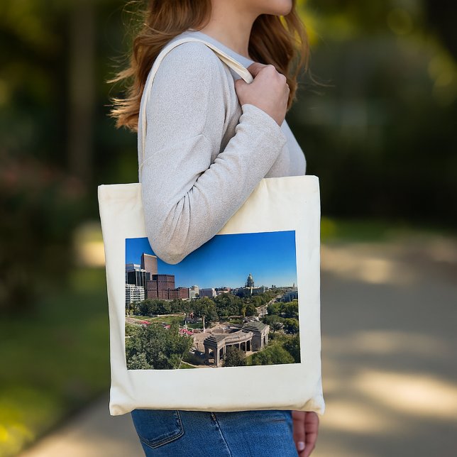 Bolso De Tela Denver Colorado Landscape Photo (A tote bag featuring a photograph of Denver, Colorado on a clear day.)