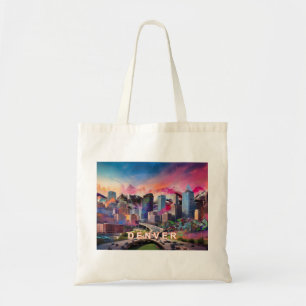 Bolso De Tela Denver Skyline Resumen de arte