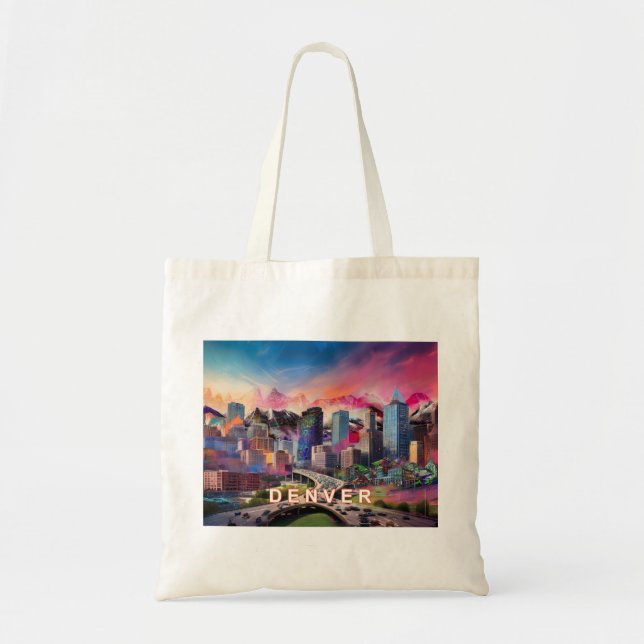 Bolso De Tela Denver Skyline Resumen de arte (Frente)