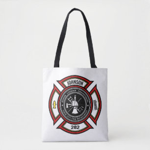 Bolso De Tela Departamento de Bomberos AÑADIR NOMBRE Insignia pa