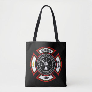 Bolso De Tela Departamento de Bomberos AÑADIR NOMBRE Insignia pa