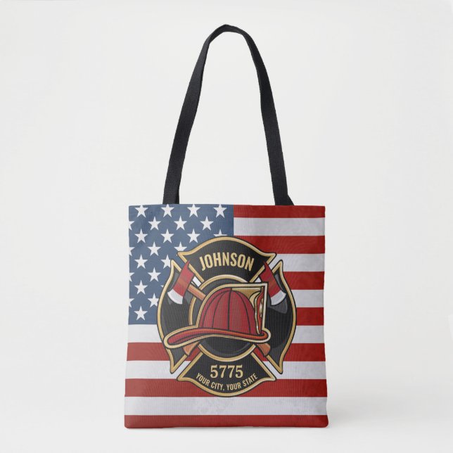Bolso De Tela Departamento de Bomberos y Rescate de Bomberos Per (Anverso)