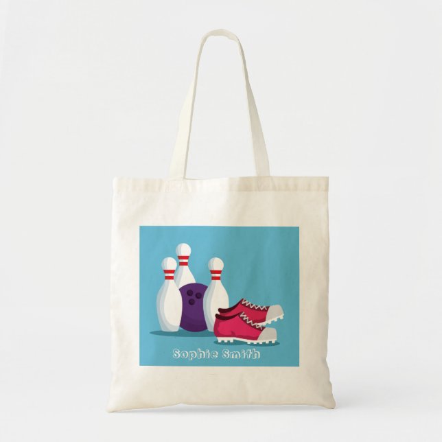 Bolso De Tela Deporte divertido de bolos de 10 pines (Frente)