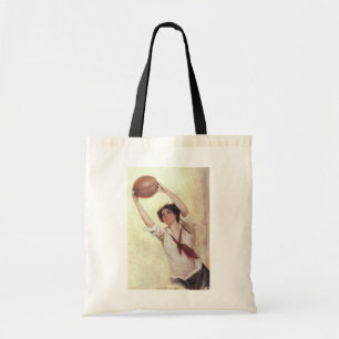 Bolso De Tela Deportes Antiguos, Jugadora de Baloncesto con Pelo