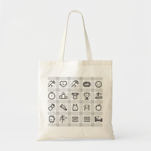 Bolso De Tela Deportes, Maratón, Iconos (Frente)