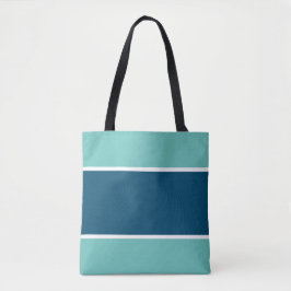 Bolso De Tela Deportiva Chic Azul Marino Blanco Rayas Verde Acuá