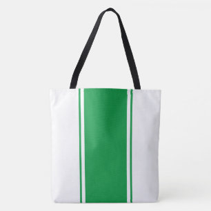 Bolso De Tela Deportiva Kelly Verde Blanco Rayas de Carreras
