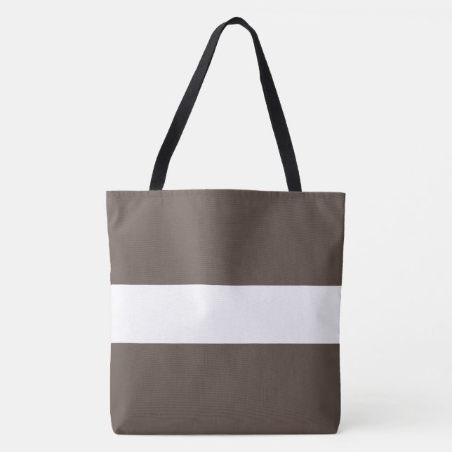 Bolso De Tela Deportivas Sofisticadas Rayas Anchas Marrón Blanco (Anverso)