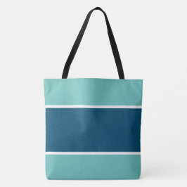 Bolso De Tela Deportivo Chic Azul Océano Blanco Rayas Verde Acuá