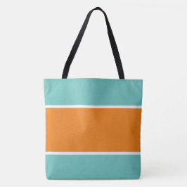 Bolso De Tela Deportivo Chic Naranja Brillante Blanco Rayas Verd