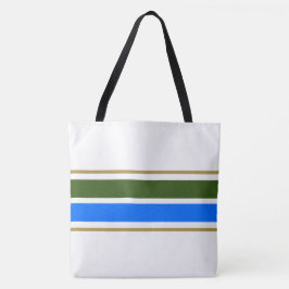 Bolso De Tela Deportivo Chic Verde Bosque Azul Blanco Rayas de C