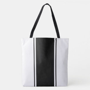 Bolso De Tela Deportivo Chic Vertical Rayas Negras De Carreras E