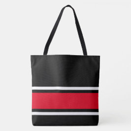 Bolso De Tela Deportivo Rojo Brillante Blanco Rayas de Carreras 