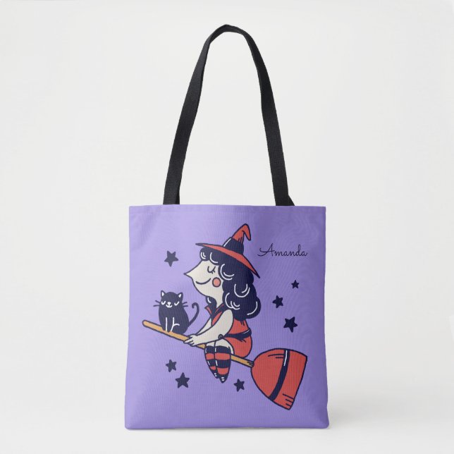 Bolso De Tela Depósitos de Halloween con el nombre personalizado (Anverso)