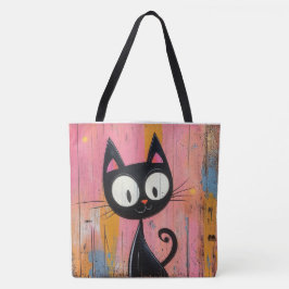 Bolso De Tela Depuración retro de gato negro