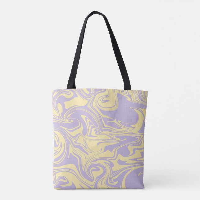 Bolso De Tela Derrame - Amarillo Pastel y Púrpura (Reverso)