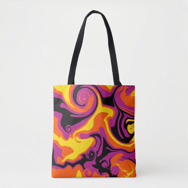 Bolso De Tela Derrame - Naranja, negro, rosa y amarillo (Anverso)