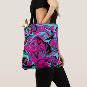 Bolso De Tela Derrame - rosa, púrpura, azul y negro