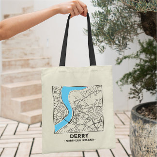 Bolso De Tela Derry, Northern Ireland City Map Tote Bag