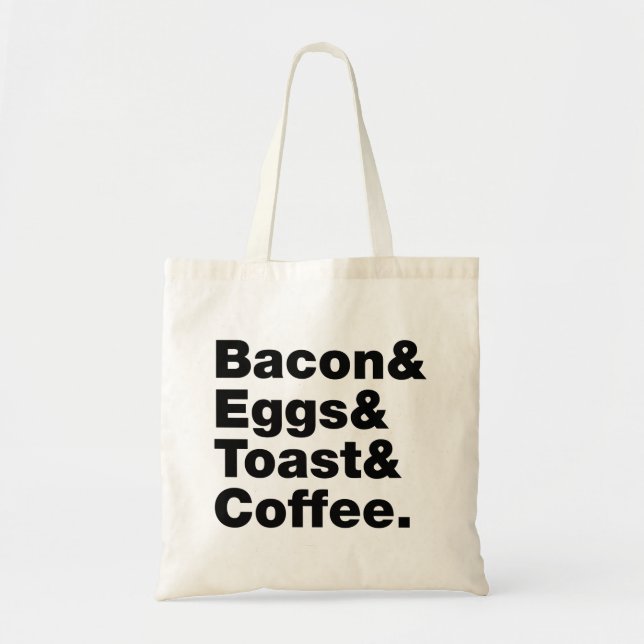Bolso De Tela Desayuno (Bacon, Huevos, Tostadas y Café). (Frente)