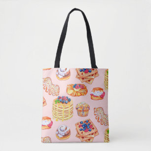 Bolso De Tela Desayuno de panadería Hand Drawn Sweet con retro