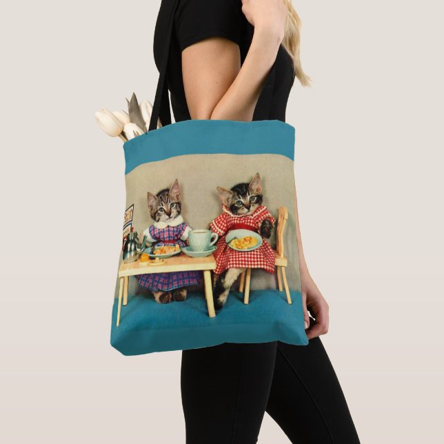 Bolso De Tela desayuno de tabby kittens (Detalle)