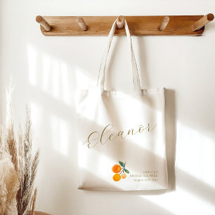 Bolso De Tela Desayuno Nupcial Acuarela Naranja Personalizado