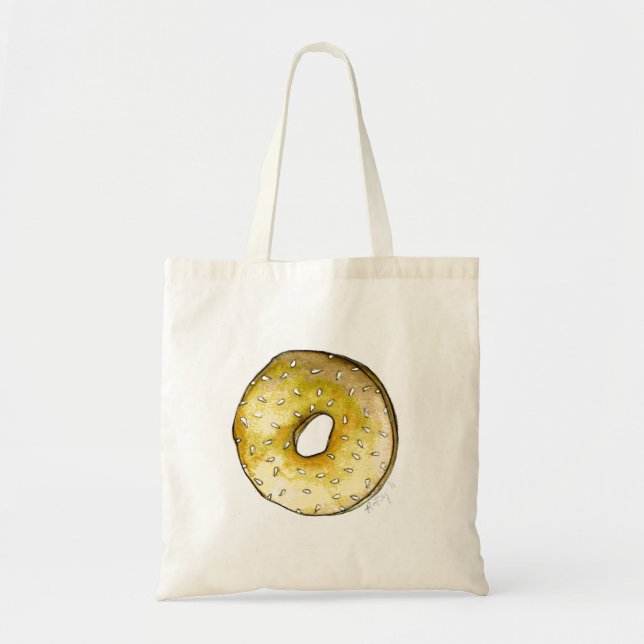 Bolso De Tela Desayuno NYC Sesame Seed Bagel Bagels Tote Bag (Frente)
