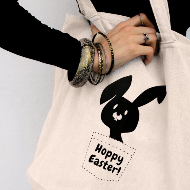 Bolso De Tela Descanso De Pascua Adorable Con Bunny Negro Jugado (Subido por el creador)