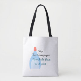 Bolso De Tela Descorcha el champán azul para la ducha de la novi