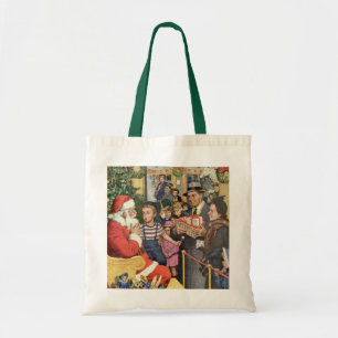 Bolso De Tela Deseo de Navidad Vintage, Niño en la Falda de Sant